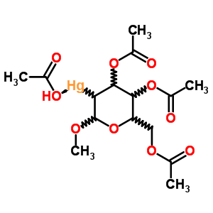 Acetic acid; [4,5-diacetoxy-6-(acetoxymethyl)-2-methoxy-tetrahydropyran-3-yl]mercury Structure,35822-13-0Structure