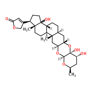 (2alpha(2S,3S,4R,6R),3beta,5alpha)-14-羥基-2,3-((四氫-3,4-二羥基-6-甲基-2H-吡喃-3,2-二基)二(氧基))-心甾-20(22)-烯內(nèi)酯結(jié)構(gòu)式_36597-51-0結(jié)構(gòu)式