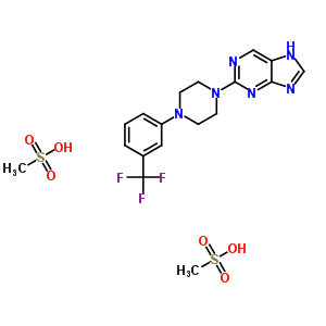 2-(4-(Alpha,alpha,alpha-trifluoro-m-tolyl)-1-piperazinyl)-9h-purine di methanesulfonate Structure,37425-18-6Structure