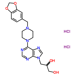 3-[6-[4-(1,3-Benzodioxol-5-ylmethyl)piperazin-1-yl]purin-9-yl]propane-1,2-diol dihydrochloride Structure,37425-30-2Structure