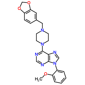 6-[4-(1,3-Benzodioxol-5-ylmethyl)-1-piperazinyl ]-9-(2-methoxyphenyl)-9h-purine Structure,37425-32-4Structure