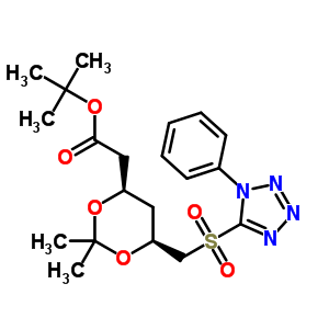 2-[(4R,6S)-2,2-二甲基-6-[(1-苯基-1H-四唑-5-基磺?；?甲基]-1,3-二惡烷-4-基]乙酸叔丁酯結(jié)構(gòu)式_380460-37-7結(jié)構(gòu)式