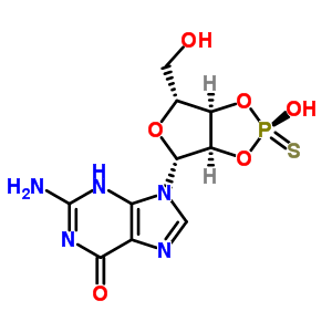 2-氨基-9-[(2S,3aR,4R,6R,6aR)-2-羥基-6-(羥基甲基)-2-硫代四氫呋喃并[3,4-d][1,3,2]二氧雜磷酰l-4-基]-3,9-二氫-6H-嘌呤-6-酮結(jié)構(gòu)式_38557-85-6結(jié)構(gòu)式