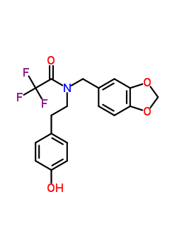 Acetamide,n-(1,3-benzodioxol-5-ylmethyl)-2,2,2-trifluoro-n-[2-(4-hydroxyphenyl)ethyl]- Structure,40135-88-4Structure