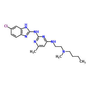 N-4-[2-(butyl-methyl-amino)-ethyl]-n-2-(6-chloro-1h-benzoimidazol-2-yl)-6-methyl-pyrimidine-2,4-diamine Structure,42388-74-9Structure