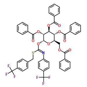 2,3,4,6-四-O-苯甲?；?1-O-[(Z)-{[4-(三氟甲基)芐基]硫基}{[4-(三氟甲基)苯基]亞氨基}甲基]-alpha-D-吡喃葡萄糖結(jié)構(gòu)式_428816-48-2結(jié)構(gòu)式