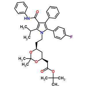 (4S,6s)-6-[2-[2-(4-氟苯基)-5-(1-甲基乙基)-3-苯基-4-[(苯基氨基)羰基]-1H-吡咯-1-基]乙基]-2,2-二甲基-1,3-二噁烷-4-乙酸 1,1-二甲基乙酯結(jié)構(gòu)式_472967-95-6結(jié)構(gòu)式