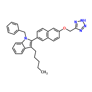 1-Benzyl-3-pentyl-2-(6-(1h-tetrazol-5-ylmethoxy)naphthalen-2-yl)-1h-indole Structure,481631-45-2Structure