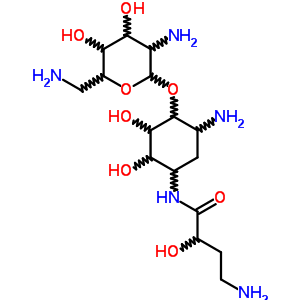 N-[(s)-4-amino-2-hydroxybutyryl]-2-deoxy-4-o-(2,6-diamino-2,6-dideoxy-alpha-d-glucopyranosyl)-d-streptamine Structure,50474-68-5Structure