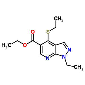 1H-pyrazolo(3,4-b)pyridine-5-carboxylic acid,1-ethyl-4-(ethylthio)-,ethyl ester Structure,50476-43-2Structure