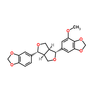 6-[(1S,3aβ,4s,6aβ)-4-(1,3-苯并二氧雜環(huán)戊烯l-5-基)四氫-1h,3h-呋喃并[3,4-c]呋喃-1-基]-4-甲氧基-1,3-苯并二氧雜環(huán)戊烯結(jié)構(gòu)式_50696-38-3結(jié)構(gòu)式