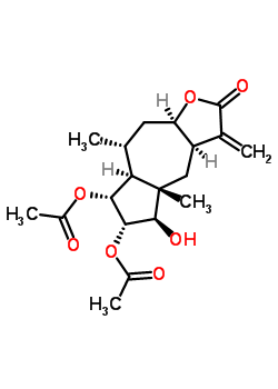 (3aR,3aalpha,7aalpha,9aalpha)-6alpha,7alpha-二(乙酰氧基)-3a,4,4a,5,6,7,7a,8,9,9alpha-十氫-5beta-羥基-4abeta,8alpha-二甲基-3-亞甲基薁并[6,5-b]呋喃-2(3H)-酮結(jié)構(gòu)式_51292-55-8結(jié)構(gòu)式