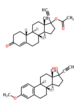 (17alpha)-17-(乙酰氧基)-19-去甲孕甾-4-烯-20-炔-3-酮與 (17alpha)-3-甲氧基-19-去甲孕甾-1,3,5(10)-三烯-20-炔-17-醇混合物結(jié)構(gòu)式_51367-42-1結(jié)構(gòu)式