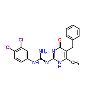 N-(3,4-二氯苯基)-N-[1,6-二氫-4-甲基-6-氧代-5-(苯基甲基)-2-嘧啶]-胍結(jié)構(gòu)式_51388-22-8結(jié)構(gòu)式