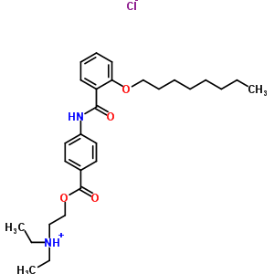 普魯卡因相關(guān)化合物的鹽酸鹽(二乙基(2-羥乙基)-氨基-對-[鄰-(辛氧基)苯甲酰氨基]苯甲酸甲酯鹽酸鹽)結(jié)構(gòu)式_51444-52-1結(jié)構(gòu)式