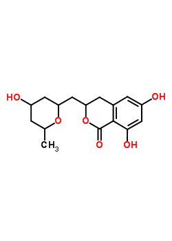 (3R)-3,4-dihydro-6,8-dihydroxy-3-[[(2r,6s)-tetrahydro-4-hydroxy-6-methyl-2h-pyran-2-yl ]methyl ]-1h-2-benzopyran-1-one Structure,51484-09-4Structure