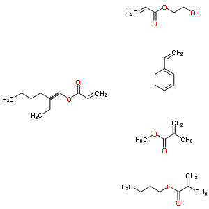 2-Methyl-2-propenoic acid butyl ester polymer with ethenylbenzene, 2-ethylhexyl 2-propenoate, 2-hydroxyethyl 2-propenoate and methyl 2-methyl-2-propenoate Structure,51584-93-1Structure