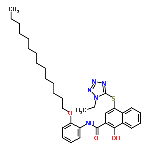 4-[(1-乙基-1H-四唑-5-基)硫代]-1-羥基-n-[2-(十四基氧基)苯基]-2-萘羧酰胺結(jié)構(gòu)式_51599-31-6結(jié)構(gòu)式