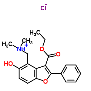 4-[(Dimethylamino)methyl]-5-hydroxy-2-phenyl-3-benzofurancarboxylic acid ethyl ester, hydrochloride Structure,51771-50-7Structure