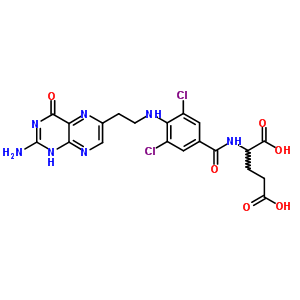 (2R)-2-[[4-[2-(2-氨基-4-氧代-1H-蝶啶-6-基)乙基氨基]-3,5-二氯-苯甲?；鵠氨基]戊二酸結(jié)構(gòu)式_51865-65-7結(jié)構(gòu)式