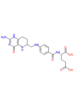 (2S)-2-[[4-[(2-氨基-4-氧代-5,6,7,8-四氫-1H-吡啶并[6,5-e]嘧啶-6-基)甲基氨基]苯甲?；鵠氨基]戊烷二酸結(jié)構(gòu)式_51989-29-8結(jié)構(gòu)式