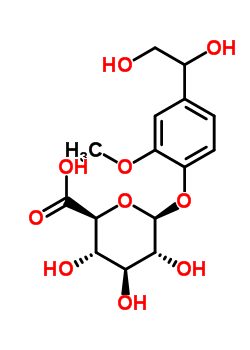 (2S,3S,4S,5R,6R)-3,4,5-三羥基-6-[2-羥基-2-(4-羥基-3-甲氧基苯基)乙氧基]四氫吡喃-2-羧酸結(jié)構(gòu)式_52002-41-2結(jié)構(gòu)式