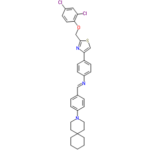 N-[[4-(3-氮雜螺[5.5]-3-十一基)苯基]亞甲基]-4-[2-[(2,4-二氯苯氧基)甲基]-4-噻唑]苯胺鹽酸鹽結構式_52764-89-3結構式