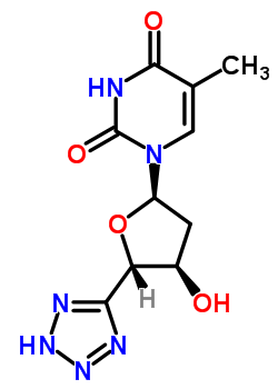 (2R-(2alpha,4beta,5alpha))-5-甲基-1-(四氫-4-羥基-5-(1H-四唑-5-基)-2-呋喃基)-2,4(1H,3H)-嘧啶二酮結(jié)構(gòu)式_52995-50-3結(jié)構(gòu)式