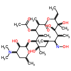 3-O-乙?；?3-O-去(2,6-二脫氧-3-C-甲基-3-O-甲基-alpha-L-核-己糖吡喃糖苷)紅霉素 9-肟結(jié)構(gòu)式_53066-45-8結(jié)構(gòu)式