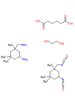 己二酸與 5-氨基-1,3,3-三甲基環(huán)己烷甲胺, 1,2-乙二醇和 5-異氰酸-1-(異氰酸甲基)-1,3,3-三甲基環(huán)己烷聚合物結(jié)構(gòu)式_53184-55-7結(jié)構(gòu)式