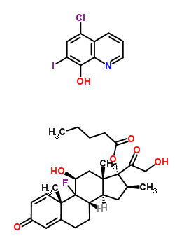 (11beta,16beta)-9-氟-11,21-二羥基-16-甲基-17-((1-氧代戊基)氧基)-孕甾-1,4-二烯-3,20-二酮與 5-氯-7-碘-8-喹啉醇混合物結(jié)構(gòu)式_53262-70-7結(jié)構(gòu)式