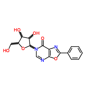 Oxazolo[5,4-d]pyrimidin-7(6h)-one, 2-phenyl-6-b-d-ribofuranosyl- Structure,53641-68-2Structure