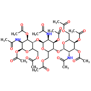 O-3,4,6-三-O-乙?；?2-(乙酰氨基)-2-脫氧-beta-D-吡喃葡萄糖基-(1-4)-O-3,6-二-O-乙?；?2-(乙酰氨基)-2-脫氧-beta-D-吡喃葡萄糖基-(1-4)-2-(乙酰氨基)-2-脫氧-1,3,6-三乙酸酯-alpha-D-吡喃葡萄糖結(jié)構(gòu)式_53942-45-3結(jié)構(gòu)式