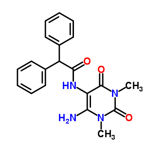 (8ci)-n-(6-氨基-1,2,3,4-四氫-1,3-二甲基-2,4-二氧代-5-嘧啶)-2,2-二苯基-乙酰胺結(jié)構(gòu)式_5426-77-7結(jié)構(gòu)式