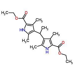 4-[1-(5-乙氧基羰基-2,4-二甲基-1H-吡咯-3-基)乙基]-3,5-二甲基-1H-吡咯-2-羧酸乙酯結(jié)構(gòu)式_5432-35-9結(jié)構(gòu)式