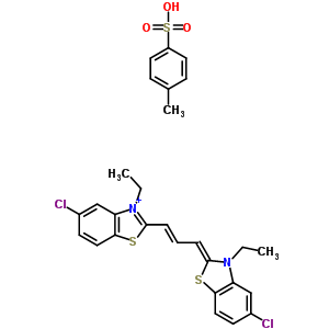 5-氯-2-(3-(5-氯-3-乙基-2(3H)-苯并噻唑亞基)-1-丙烯基)-3-乙基-苯并噻唑鎓 4-甲基苯磺酸鹽 (1:1)結構式_54350-28-6結構式