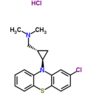 1-[(1S,2r)-2-(2-氯吩噻嗪-10-基)環(huán)丙基]-N,N-二甲基-甲胺鹽酸鹽結(jié)構(gòu)式_5493-13-0結(jié)構(gòu)式