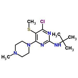 4-Chloro-2-(tert-butylamino)-6-(4-methylpiperazino)-5-(methylthio)pyrimidine Structure,55477-20-8Structure