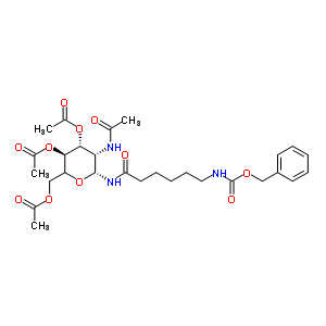 2-乙酰氨基-2-脫氧-3,4,6-三-O-乙?；?N[N-(芐氧羰基)-epsilon-氨基己酰]-beta-D-吡喃葡萄糖基胺結(jié)構(gòu)式_56146-88-4結(jié)構(gòu)式