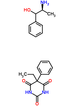 5-乙基-5-苯基-2,4,6(1H,3H,5H)-嘧啶三酮與 (S-(R*,R*))-alpha-(1-氨基乙基)苯甲醇化合物結(jié)構(gòu)式_56343-96-5結(jié)構(gòu)式