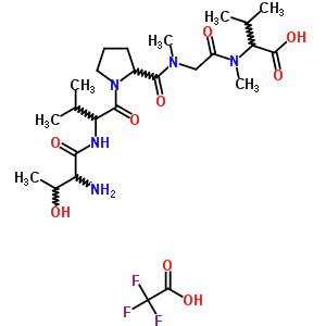 2-[[2-[[1-[2-[(2-氨基-3-羥基-丁?；?氨基]-3-甲基-丁酰基]吡咯烷-2-羰基]-甲基-氨基]乙?；鵠-甲基-氨基]-3-甲基-丁酸結(jié)構(gòu)式_5648-68-0結(jié)構(gòu)式