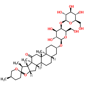 (25R)-3beta-[(4-O-beta-D-吡喃葡萄糖基-beta-D-吡喃半乳糖基)氧基]-5alpha-螺甾烷-12-酮結(jié)構(gòu)式_56857-66-0結(jié)構(gòu)式