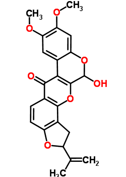 1,2-二氫-12-羥基-8,9-二甲氧基-2-(1-甲基乙烯)[1]苯并吡喃并[3,4-b]呋喃并[2,3-h][1]苯并吡喃-6(12H)-酮結(jié)構(gòu)式_57103-58-9結(jié)構(gòu)式