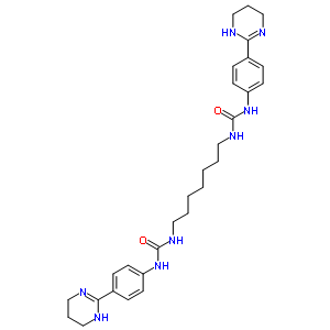 3-[4-(1,4,5,6-四氫嘧啶-2-基)苯基]-1-[7-[[4-(1,4,5,6-四氫嘧啶-2-基)苯基]氨基甲酰氨基]庚基]脲結(jié)構(gòu)式_5737-47-3結(jié)構(gòu)式