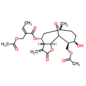 (Z)-2-乙酰氧基甲基-2-丁烯酸 [(3aR,4R,6S,9S,10S,11R,11aS)-十二氫-10-乙酰氧基甲基-9-羥基-6-甲基-3-亞甲基-2-氧代-6,11-環(huán)氧環(huán)癸并[b]呋喃-4-基] 酯結(jié)構(gòu)式_57800-56-3結(jié)構(gòu)式