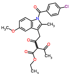 2-乙酰基-4-[1-(p-氯苯甲?；?-5-甲氧基-2-甲基-1H-吲哚-3-基]-3-氧代丁酸乙酯結(jié)構(gòu)式_57846-36-3結(jié)構(gòu)式