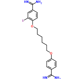 Benzenecarboximidamide,4-[[6-[4-(aminoiminomethyl)phenoxy]hexyl]oxy]-3-iodo-, hydrochloride (1:2) Structure,583-25-5Structure