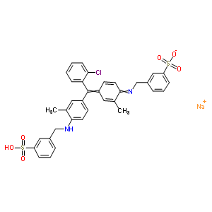 鈉3-[({4-[(2-氯苯基){3-甲基-4-[(3-磺基芐基)氨基]苯基}亞甲基]-2-甲基-2,5-環(huán)己二烯-1-亞基}氨基)甲基]苯磺酸酯結(jié)構(gòu)式_5863-49-0結(jié)構(gòu)式