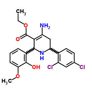 3-Pyridinecarboxylicacid,4-amino-6-(2,4-dichlorophenyl)-1,2,5,6-tetrahydro-2-(2-hydroxy-3-methoxyphenyl)-,ethyl ester Structure,59624-01-0Structure