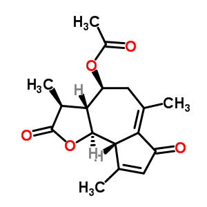 (3S)-4beta-乙酰氧基-3,3abeta,4,5,9abeta,9balpha-六氫-3beta,6,9-三甲基薁并[4,5-b]呋喃-2,7-二酮結(jié)構(gòu)式_5989-43-5結(jié)構(gòu)式